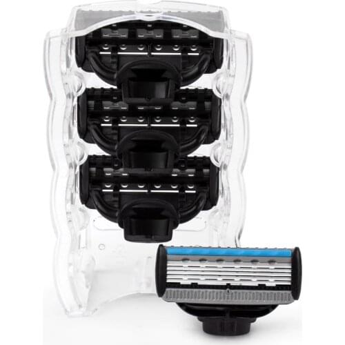 QShave Manual Shaving Razor Blade for Man Blade Refill X5 Blade Plus 1 Trimmer Blade, 4 Cartridges (Only Blades No Handle)