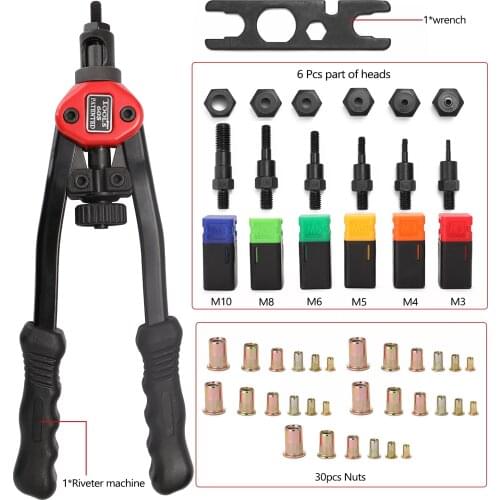 BT-605 Manual Rivet Gun Labor-saving Hand Rivet Nut Gun Riveter Nut Tool with Nut Dies M3-M10 Hand Tool