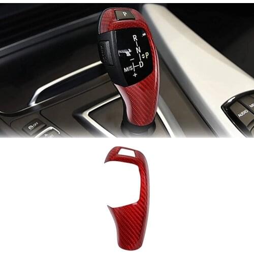 Gear Leaver Trim Carbon Fiber Gear Head Cap Sticker Interior for -BMW F20 F21 F22 F23 F30 F34 F35 2012-2018 Red