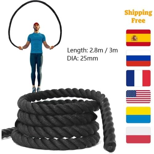 25mm Fitness Heavy Jump Rope Crossfit Weighted Battle Skipping Ropes Power Training Improve Strength Muscle Fitness Equipment