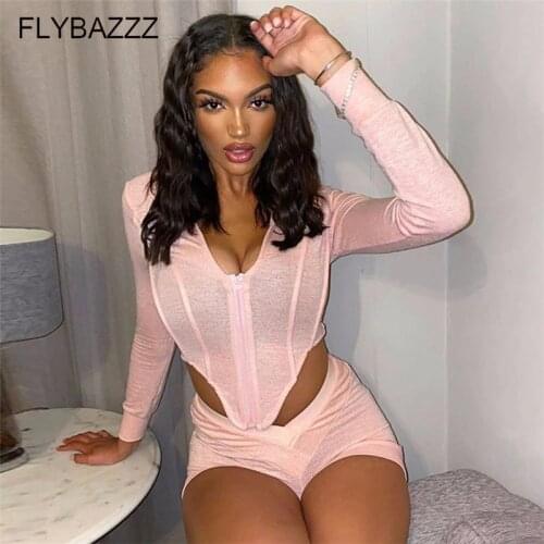 Women V-neck Asymmetry Full Sleeve Zipper Crop Top Biker Sporty Shorts Tracksuit Matching Yoga Set Fitness Casual Solid Outfits