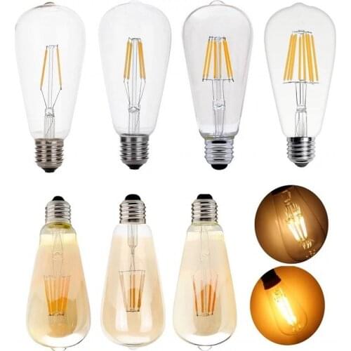 ST64 Edison LED Filament 4W 6W 8W Bulb lamp 220V E27 Vintage Antique Retro Edison Bombillas Ampoule Replace Incandescent Light