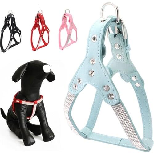 Rhinestone Small Dog Harness Leash Lead Puppy Vest Bling Crystal Cat Adjustable Harness Strap for Dog Chuihuahua French Bulldog