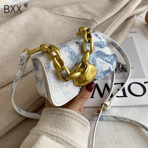 [BXX] Mini PU Leather Bags For Women 2021 Fashion Branded Chain Crossbody Shoulder Hand Bag Lady Trend Handbags and Purses HQ739