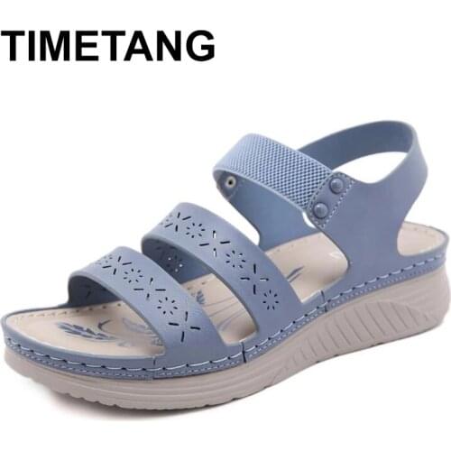 TIMETANG 2021Summer Shoes Women Beach Sandals Thick Sole Comfortable Women Sandals Soft Brand Ladies Holiday Shoes Plus Size 42