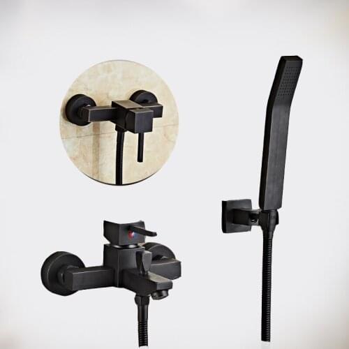 Bathroom Vintage Nickel Brushed Blackened Brass Shower Set Wall Mounted Bath Shower Mixer Tap Faucet 3-functions Mixer Valve