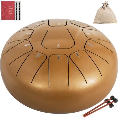 VEVOR 8 Inch Steel Tongue Drum In F Tune 11 Notes 20cm Hand Pan Drum Tank With Travel Bag Percussion Instruments Handpan Drum