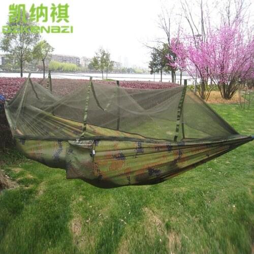 2.6 x 1.4M / 2.4 x 1.2M High Strength Camping Polyester camouflage color Hammock Hanging Bed With small mesh of Mosquito Net
