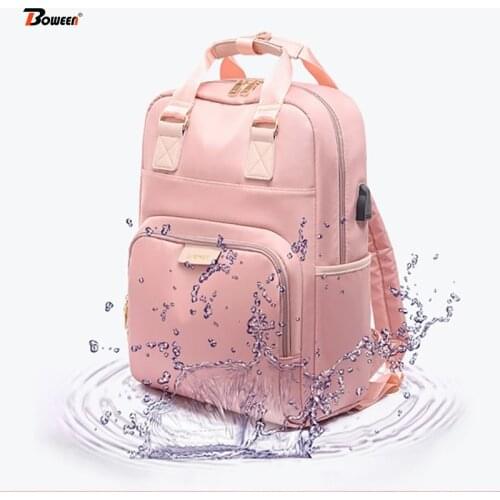 Waterproof Anti Theft 13 14 15 Laptop Women Backpack 15.6 Inch USB Girl Backpack Female Pink Multifunctional Bagpack Bag Large
