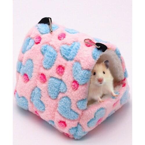 Winter Thick Fleece Hamster Bed Warm Plush Guinea Pig Hammock Squirrel Nest Hedgehog Chinchilla House Small Pet Animal Bed Nest