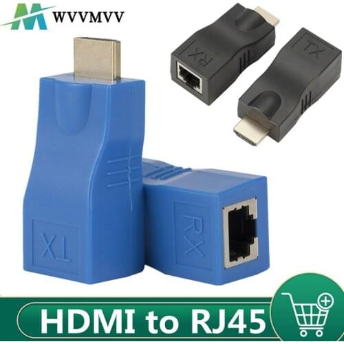 1 Pair HDMI-compatible Extender 4K 1.4 30M Extender to RJ45 Over Cat 5e/6 Network LAN Ethernet Adapter for HDPC HDTV