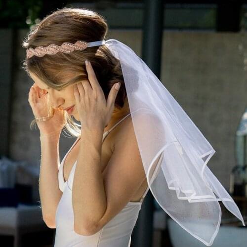 1pc Bachelorette Party Rose Gold Crystal Veil Boho Crown Gift Bridal Shower Wedding Decorations Party Favors