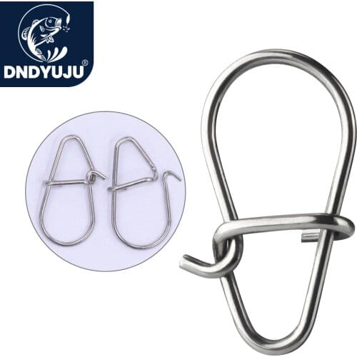 DNDYUJU 100pcs Stainless Steel Fishing Gourd Snap Hooks Swivel Solid Rings Safety Fast Clip Lock Snap Connector Fishing Tackle