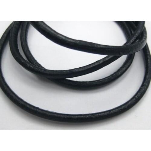 16.4 Feet Black Round Real Leather Jewelry Cord 4mm