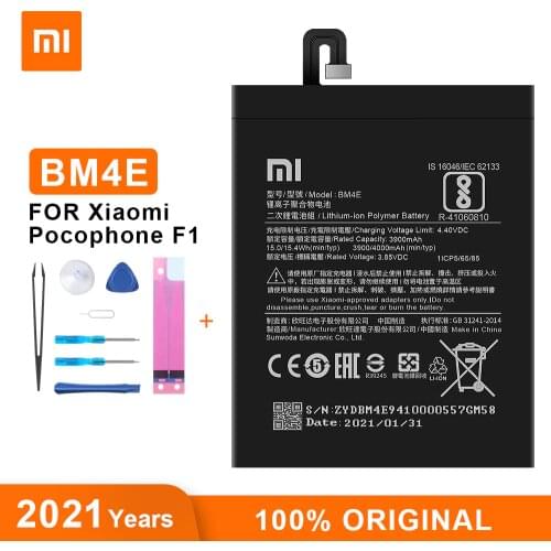 Original Xiao Mi F1 Battery BM4E 4000 mAh for Xiaomi Pocophone F1 Poco F1 High Quality Phone Replacement Batteries