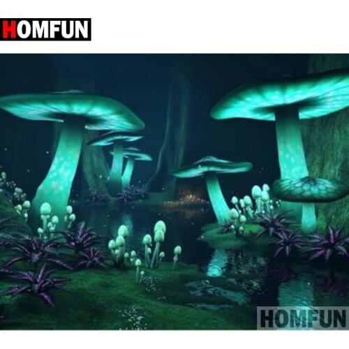 HOMFUN Full Square/Round Drill 5D DIY Diamond Painting "Mushroom landscape"Embroidery Cross Stitch 3D Home Decor Gift A17570