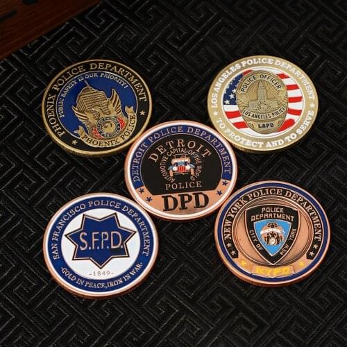 American Coin San Francisco Commemorative Coin S.F.P.D Painted Micro-Relief Series Medal Crafts Collection Home Decoration