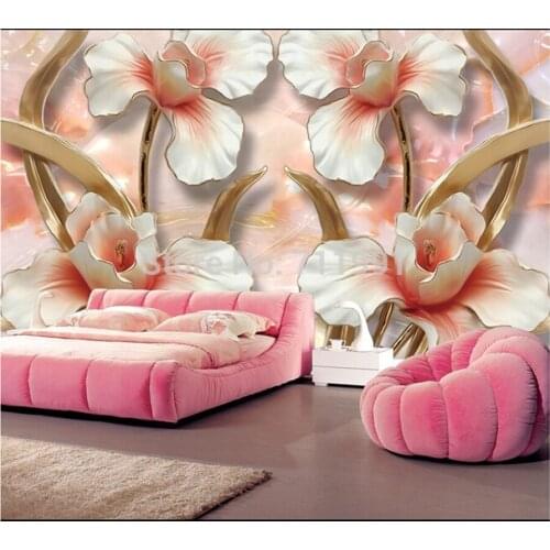 Custom large wallpaper mural painting three-dimensional relief flower for TV living room bedroom wall papel de parede