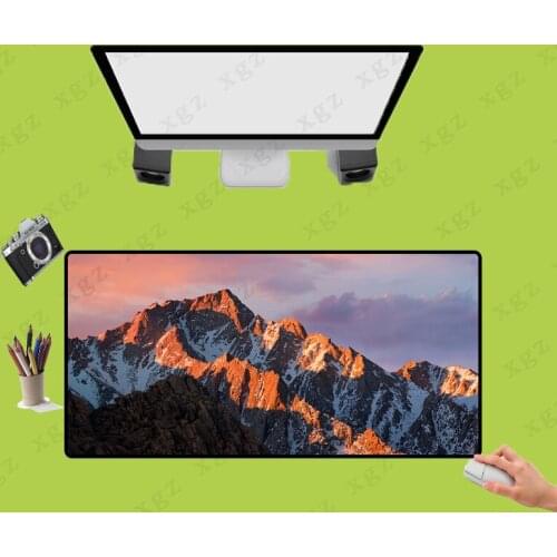 XGZ Landscape Large Mouse Pad Black Lock Edge Beautiful Sunset Snow Mountain Carpet Mat Fabric Rubber Non-slip Gaming Mouse Pad