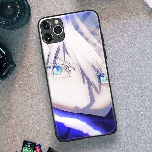 Satoru Gojo Jujutsu Kaisen Anime Soft TPU Glass Phone Case for IPhone SE 6s 7 8 Plus X Xr Xs 11 12 Mini Pro Max Samsung Redmi