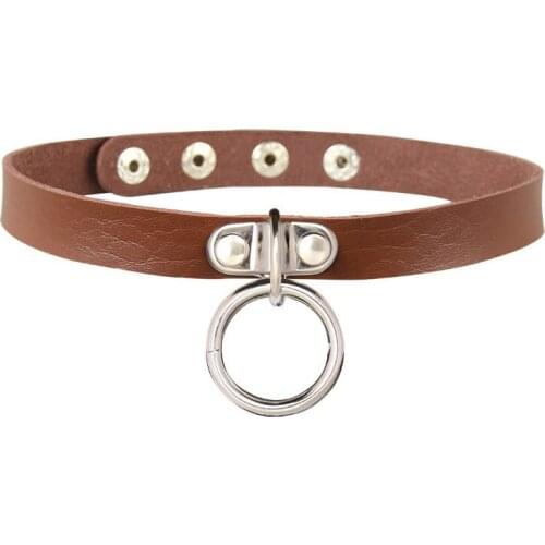 Kirykle Black leather Goth Choker punk Harajuku Collar Necklace bondage cosplay party festival jewelry