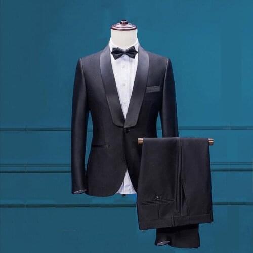 Black Tuxedo Men Suit Wedding Suits For Men Shawl Collar 2 Pieces Slim Fit Suit Mens Tuxedo Jacket Customize size S-5XL