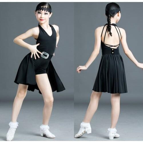 2020 New Girls Backless Standard Latin Dance Dress Children Ballroom Dance Dresses Kids Salsa Rumba Cha Cha Samba Tango Dress XL