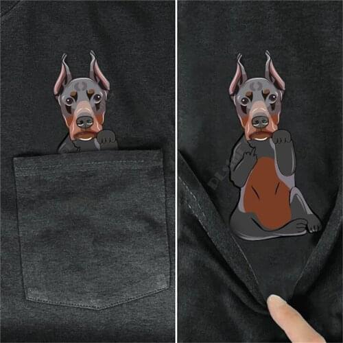 PLstar Cosmos T Shirt summer pocket DOBERMAN printed t-shirt men for women shirts tops funny cotton black tees