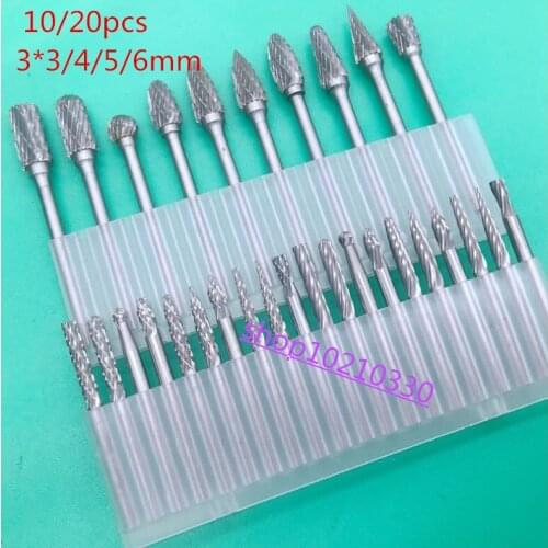 Hot sales 10pcs/set 3*3/4/5/6mm Carbide tungsten steel cutter Rotary tool cutters for metal wood cutter router