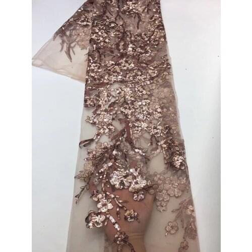 Exquisite sequin flower embroidery French mesh lace high quality African lace fabric skirt design fabric
