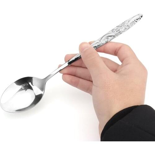 Chinese Dragon Super Light Titanium Alloy Soup Utensil Cutlery Outdoor Camping Titanium Spoon Food Scoop