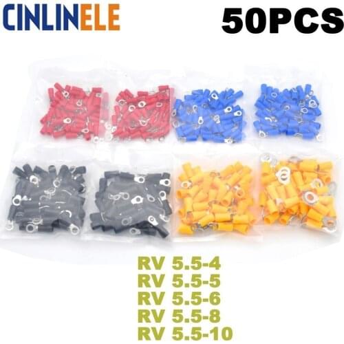 1000Pcs Ring Crimp Insulation Terminal RV5.5-4 RV5.5-5 RV5.5-6 RV5.5-8 RV5.5-10 Wire Cable Connector RV