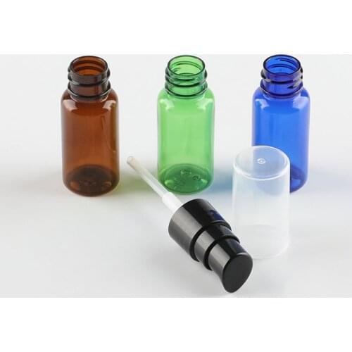 Brown Clear Blue White 100pcs 15ML Empty Lotion Pump Bottle For Cosmetic Makeup Refillable Bottle PET Plastic Cream Containers