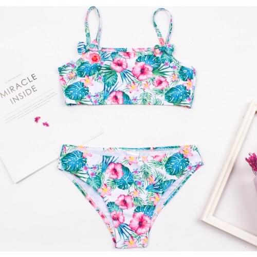 2-8 Years Children Swimsuit Print Girls Bikini 2020 Bowknot Flower Girls Swimwear Bikinis Kids Bathing Suit Biquini Infantil