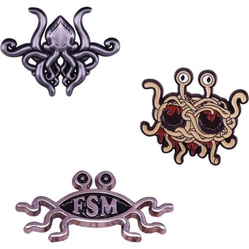 Flying Spaghetti Monsterism Brooch Food Humor Noodle Lovers Pin Funny Atheist Addition