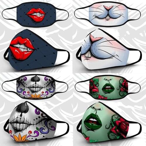 Hot Cosplay Rabbit Vampire Mouth Face-Masks Womens Men Unisex Protection Dustproof Spots Breathable Keep Halloween Adult Mask