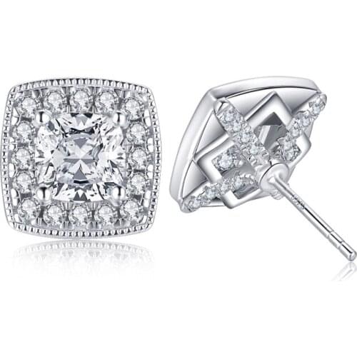 LSEF Female Sona Simulated Diamond Stone Earrings Fashion 925 Silver White Earrings Vintage Double Earrings For Women