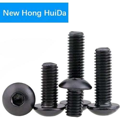 M2 M2.5 M3 M4 M5 M6 M8 Hex Head Button Socket Cap Screw Hexagon Thread Metric Machine Mushroom Allen Bolt Black Alloy