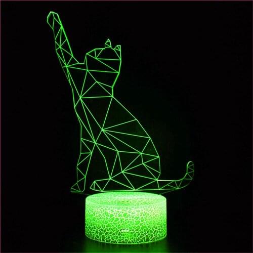 Cartoon Cat 3D Nightlight USB Illusion Lamp Multicolor Touch Remote LED Luminaria Lampara Home Decor Kids Presents Drop Shipping