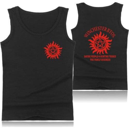 2021 Supernatural Men Tank Tops Fitness Summer Vest Hot TV Play Supernatural Bodybuilding Sleeveless Shirt Fashion Tank Tops