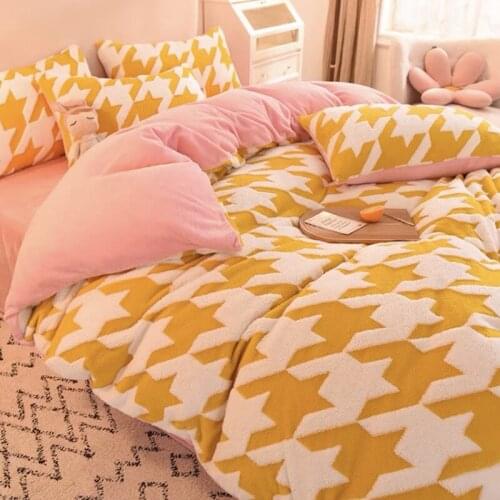 Soft Milk Fleecethickened Coral Four Piece Set Winter Double-sided Plush Flannel Bed Dormitory Set 4