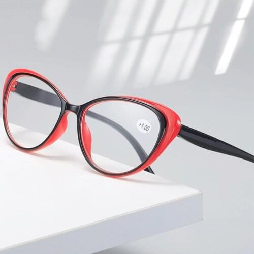 Fashion Cat Eye Reading Glasses Women Full Frame Ultralight Presbyopia Glasses +1.0+1.5+2.0+2.5+3.0+3.5+4.0