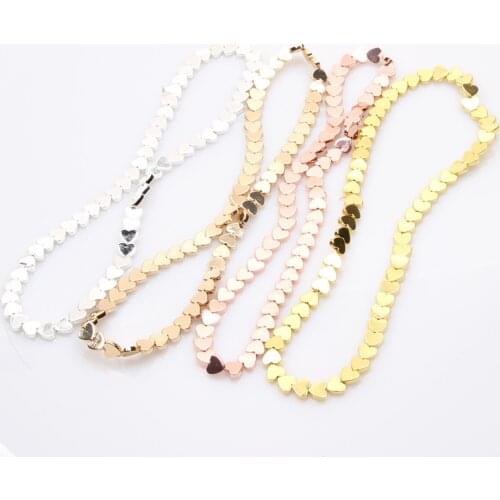 Wholesale 5x6mm Love Heart Gold Black Hematite Loose Spacer Beads for Jewelry Making Natural Stone Bead Diy Necklace Bracelet