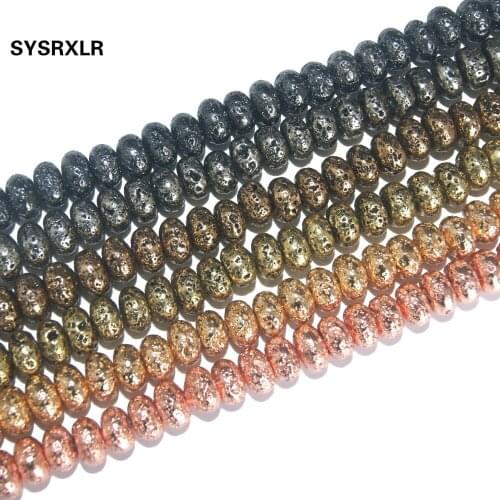 Wholesale Natural Stone Volcanic Rocks Rondelle 6/8/10 MM Round Spacer Beads For Jewelry Making DIY Bracelet Necklace Material