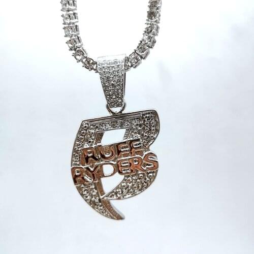 Cross-Border Explosion Letter Stitching Necklace Street Fashion Men Domineering Personality Pendant Hip Hop Four Seasons Wild 4M