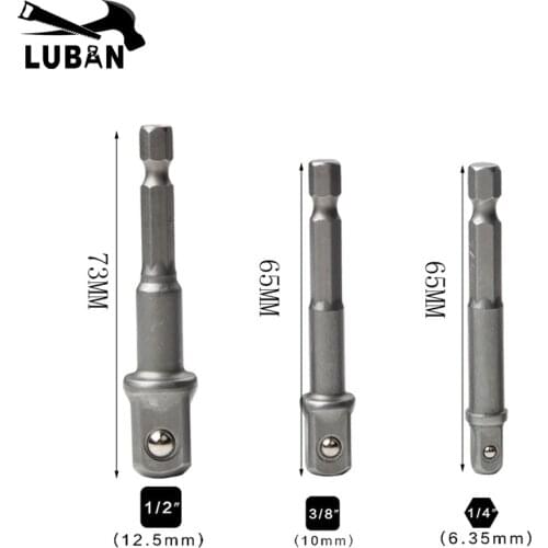 1set Socket Adapter Impact/Extension Set 1/4" 3/8" 1/2" Impact Hex Shank Drill Bits Bar Set Power Drill Adapter Set