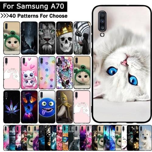 Luxury Case For Samsung Galaxy A70 A 70 Animal Cartoon Cat Patterned Back mobile phone cover shell Protective fundas coque cases