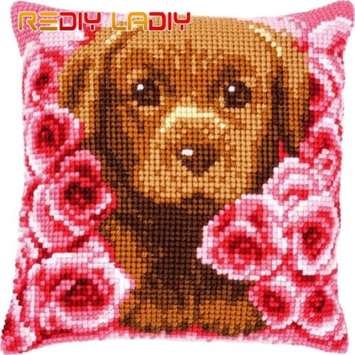 DIY Cross Stitch Cushion Cover Two Foxes Pillow Case Pre-Printed Canvas Acrylic Thick Yarn Cross-stitch Needlepoint Kits Crafts