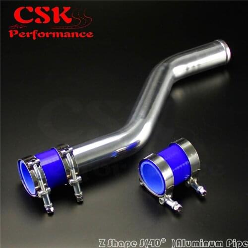 51mm 2.0" inch 40 Degree Z / S Shape Aluminum Intercooler Pipe Piping Tube hose + Silicone hose w/ T-clamps