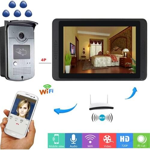 SmartYIBA APP Control RFID Video Intercom 7 Inch Monitor Wifi Wireless Video Door Phone Doorbell Visual Speakephone Intercom KIT